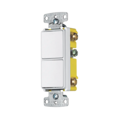 HUBBELL Interruptor Residencial 15 A 120-277 V, 1 Polo 3 Vías, Cableado lateral, Color Blanco. MOD: HUB-RCD-103W