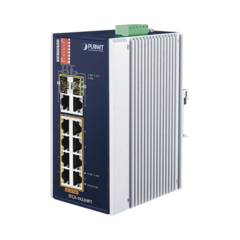 PLANET Switch Industrial PoE no administrable de 8 Puertos 10/100TX 802.3at, Hasta 240 W, Combo TP / SFP Gigabit TP / SFP (-40 ~ 75 grados C) MOD: IFGS-1022HPT