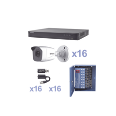 EPCOM KIT TurboHD 1080p / DVR 16 Canales / 16 Cámaras Bala (exterior 2.8 mm) / Transceptores / Conectores / Fuente de Poder Profesional MOD: KEVTX8T16BW