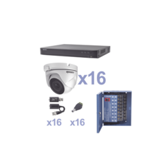 EPCOM KIT TurboHD 1080p / DVR 16 Canales / 16 Cámaras Eyeball (exterior 2.8 mm) / Transceptores / Conectores / Fuente de Poder Profesional MOD: KEVTX8T16EW