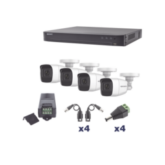 EPCOM KIT TurboHD 1080p / DVR 4 Canales / 4 Cámaras Bala Policarbonato con Audio Integrado (exterior 2.8 mm) / Transceptores / Conectores / Fuente de Poder Profesional MOD: KEVTX8T4BW/A