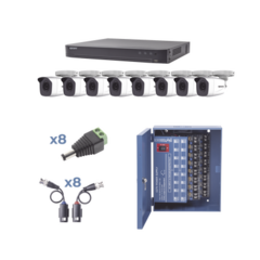 EPCOM KIT TurboHD 1080p / DVR 8 Canales / 8 Cámaras Bala (exterior 2.8 mm) / Transceptores / Conectores / Fuente de Poder Profesional hasta 15 Vcc para Larga Distancias MOD: KEVTX8T8BW