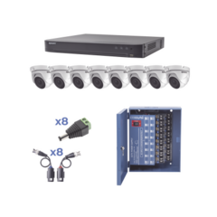 EPCOM KIT TurboHD 1080p / DVR 8 Canales / 8 Cámaras Eyeball (exterior 2.8 mm) / Transceptores / Conectores / Fuente de Poder Profesional hasta 15 Vcc para Larga Distancia MOD: KEVTX8T8EW