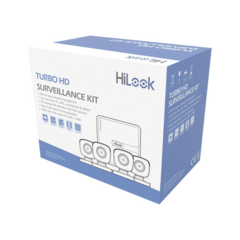 HiLook by HIKVISION Kit TurboHD 720p / DVR 4 canales / 4 Cámaras Bala de Metal / 4 Cables 18 Mts / H.265+ / 1 Fuente de Poder Profesional / Accesorios de Instalación KIT7204BM(C)