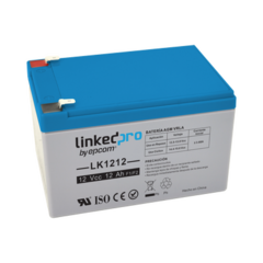 LINKEDPRO BY EPCOM Batería 12 Vcc / 12 Ah / UL / Tecnología AGM-VRLA / Para uso en equipo electrónico, Alarmas de Intrusión / Incendio/ Control de acceso / Video Vigilancia / Terminales F1 y F2. LK1212