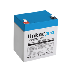 LINKEDPRO BY EPCOM Batería 12 Vcc / 5.5 Ah / UL / Tecnología AGM-VRLA / Para uso en equipo electrónico, Alarmas de Intrusión / Incendio/ Control de acceso / Video Vigilancia / Terminales F1 y F2. LK5.512