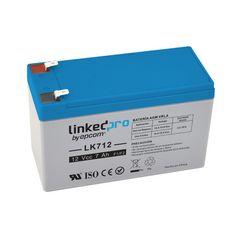 LINKEDPRO BY EPCOM Batería 12 Vcc / 7 Ah / UL / Tecnología AGM-VRLA / Para uso en equipo electrónico, Alarmas de Intrusión / Incendio/ Control de acceso / Video Vigilancia / Terminales F1 y F2. LK712