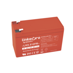 LINKEDPRO BY EPCOM Batería 12 Vcc / 5.5 Ah / UL / Tecnología AGM-VRLA / Retardante a la Flama / Para uso en equipo electrónico, Alarmas de Intrusión / Incendio/ Control de acceso / Video Vigilancia / Terminales F1 y F2. LK9.512FR