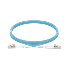 LINKEDPRO BY EPCOM Jumper de Fibra Óptica Multimodo OM3 50/125 LC-LC OFNR (Riser), 2.0 mm, Dúplex, Aqua, 5 metros MOD: LP-FOM3-LCLC-R05