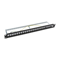 LINKEDPRO BY EPCOM Patch panel modular Blindado (STP) de 24 puertos, con barra para organizar cable MOD: LP-PP-23-STP-BK-24P