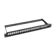 LINKEDPRO BY EPCOM Patch panel modular sin blindaje de 24 puertos, 1U, con barra para organizar cable MOD: LP-PP-23-UTP-BK-24P