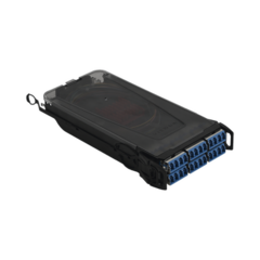SIEMON Cassette para empalme (Fusión) LightVerse, Hasta 24 fibras, Conectores LC/UPC "Shuttered", para fibra Monomodo, 900um, 1 metro MOD: LVS24-LSUALAB1A