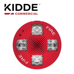 KIDDE LUZ ESTROBOSCÓPICA DE TECHO, 15-115 CD, MARCA KIDDE, EGCAVRF, ROJA, CON LA PALABRA FIRE. PLACA DE CABLEADO LATERAL DE LA HABITACIÓN INCLUIDA. EGCAVRF