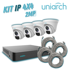 UNIARCH BY UNV KIT 4X4 UNIARCH IP EXTERIOR BULLET 2MP 1080P INCLUYE 1 NVR POE 4PTOS + 4 CAM BULLET IP 2MP 2.8MM SLOT MICROSD + 4 CABLES PREPONCHADOS DE 18MTS KIT 1x NVR-104E2-P4 + 4x IPC-T122-APF28 + 4x ENS-IP18CAT6