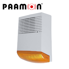 PAAMON SIRENA CON ESTROBO PARA EXTERIOR PM-SRE60RB, CON DOBLE CARCASA UNA EXTERNA PLASTICA Y UNA INTERNA METALICA PARA DOBLE PROTECCION, VOLTAJE DE OPERACION 9-28V DC, SIRENA CON 1 TONO DE 125dB, ESTROBO COLOR AMBAR, TASA DE PARPADEO DE 135 VECES POR MINUTO. INCLUYE BATERIA DE 1.3 Ah PM-SRE60ABATT