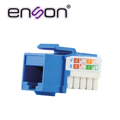 ENSON CONECTOR MODULAR JACK KEYSTONE RJ45 SERIE PRO, POSICION VERTICAL CAT6A COLOR AZUL COMPATIBLE CON PLACAS ENSON EPRO-FP EPRO-JACK6A-BL