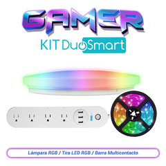 DUOSMART KIT DE ILUMINACIÓN GAMER, GAMER KIT DUOSMART. INCLUYE: 1 LÁMPARA RGB S20, 1 TIRA LED RGB S30 Y UNA BARRA MULTICONTACTO B50 GAMER KIT DUOSMART