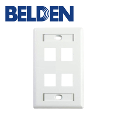 BELDEN PLACA DE PARED BELDEN AX106623 MEDIAFLEX 4 PUERTOS COMPATIBLE CON JACK KEYCONNECT COLOR BLANCO USO INTERIOR AX106623