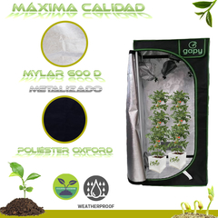 Imagen de GAPY Tienda Indoor Hidropónica Calidad Premium, Armario de Cultivo para Interior, Grow Tent 60*60*160 cms Mylar 600 D de Alta Densidad. Fácil de Instalar, máxima Calidad y Durabilidad