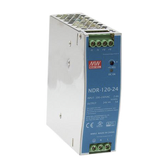 MEANWELL Fuente de poder industrial de 120 W, salida 24 Vcc, entrada 90~264 VCA, para montaje en riel DIN, MOD: NDR-120-24