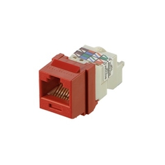 PANDUIT Conector Jack Estilo TP, Tipo Keystone, Categoría 6, de 8 posiciones y 8 cables, Color Rojo MOD: NK6TMRD