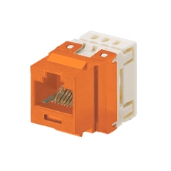 PANDUIT Conector Jack Estilo 110 (de Impacto), Tipo Keystone, Categoría 5e, de 8 posiciones y 8 cables, Color Naranja MOD: NKP5E88MOR