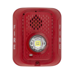SYSTEM SENSOR Sirena con Lámpara LED Estroboscópica / a 2 Hilos / Montaje en Pared / 12 o 24 Vcd / Configuración Estroboscópica Seleccionable / Texto en Inglés / Color Rojo P2RLED