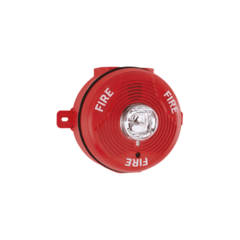 SYSTEM SENSOR Sirena con Lámpara Estroboscópica para Exterior, Montaje en Techo, Nivel de Candelas Seleccionable, Color Rojo MOD: PC2R-K