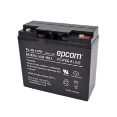 EPCOM POWERLINE Batería de respaldo / 12 V, 18 Ah / UL / Tecnología AGM-VRLA / Retardante a la flama / Para uso en equipo electrónico Alarmas de intrusión / Incendio/ Control de acceso / Video Vigilancia / Terminales tipo M5 ( HEX ) PL-18-12-FR