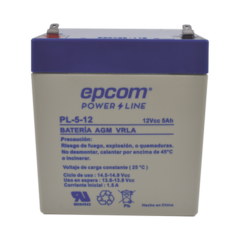 EPCOM POWERLINE Batería de respaldo / 12 V, 5 Ah / UL / Tecnología AGM-VRLA / Para uso en equipo electrónico Alarmas de intrusión / Incendio/ Control de acceso / Video Vigilancia / Terminales F1 PL512