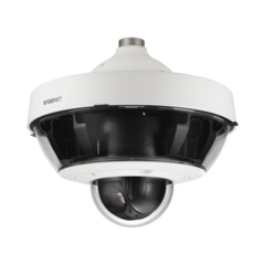 Hanwha Techwin Wisenet Cámara IP Multisensor 8 - 20 MP (4 sensores de 2 o 5 MP) lentes intercambiables con PTZ 2 MP 32X / Hasta 5 tarjetas SD de 256 GB / WDR de hasta 150dB / IP66 / IK10 MOD: PNM-9322VQP