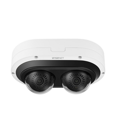 Hanwha Techwin Wisenet Camara Multi sensor IP 6MP x 2 CH con Inteligencia Artificial / Lente Mot. 3.54 a 6.69mm / WDR 120dB / H.265 / RanuraSD / Protección IP67 IK10 NEMA4X / IR 25m MOD: PNM-C12083RVD