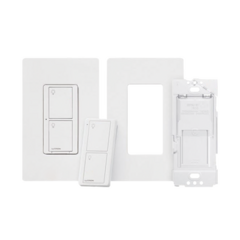 LUTRON ELECTRONICS (Caseta Wireless) Kit, Apagador, base para empotrar en pared el control remoto PICO, tapa, ideal para el control de iluminación,. PPKG1WSWH