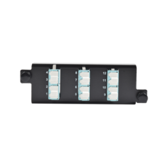 SIEMON Placa acopladora de Fibra Óptica "Plug and Play", Con 6 Conectores LC Duplex (12 Fibras), Para Fibra Multimodo, Aqua MOD: PPM-F-LCQ12-01