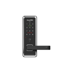 SYSCOM Cerradura inteligente con teclado Touch Screen, Apertura con tarjeta Mifare /Contraseña y Llave de emergencia de diseño compacto para puertas de perilla simple MOD: PRO-LOCK-MI