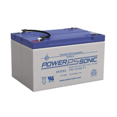 POWER SONIC Batería 12V, 12AH, Para Respaldo, Tecnologías AGM/VRLA, 5 Años Vida Útil, Terminales F1, Reconocida UL PS-12100-F1