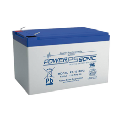 POWER SONIC Batería Ácido de Plomo, Sellada, Recargable, 12V, 12AH, 5 Años Vida Útil, Terminales tipo F2, Reconocida UL PS-12120F2