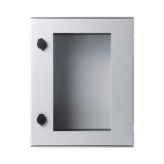 PRECISION Gabinete de Poliéster IP65 Puerta Transparente, Uso en Intemperie (400 x 500 x 200 mm) con Placa Trasera Interior de Plástico (Incluye Chapa y Llave). MOD: PST-4050-20PT