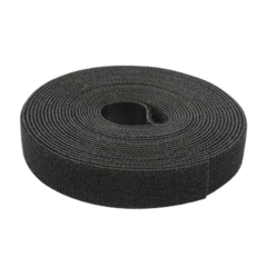 PRECISION Cinta tipo Velcro de Color Negro, Espalda con Espalda (Gancho y Bucle) de 1.6 cm x 25 metros. PST-C05-001-BK