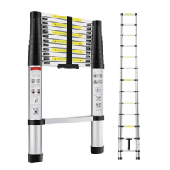 PRECISION Escalera Telescópica de Aluminio de 3.8 Metros de Altura PST-H10-001