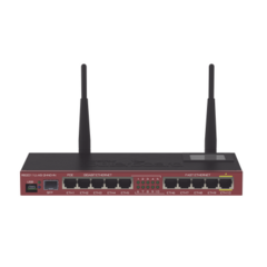 MIKROTIK Router Board, 10 Puertos Ethernet, 1 Puerto SFP, Wi-Fi de Gran Cobertura 2.4 GHz Antenas de 4 dBi, hasta 1 Watt de potencia MOD: RB2011UIAS-2HND-IN