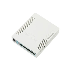 MIKROTIK RouterBoard, 5 Puertos Gigabit Ethernet, 1 Puerto USB, WiFi 2.4 GHz 802.11b/g/n, Antena de 2.5 dbi hasta 1W de potencia MOD: RB951G-2HND