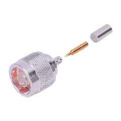 RF INDUSTRIES,LTD Conector Coaxial N Macho de Anillo Plegable para Cable RG-142/U, Plata/ Oro/ Teflón. MOD: RFN-1005-3-C1