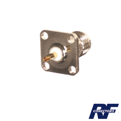 RF INDUSTRIES,LTD Conector TNC Hembra para Chasis de 4 Perforaciones de 13 mm, Terminal Soldable, Níquel/ Oro/ Teflón. MOD: RFT-1210