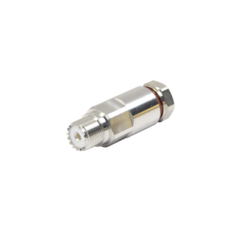 RF INDUSTRIES,LTD Conector UHF Hembra (SO-239) de Rosca para cable LDF4-50A, Bronce Blanco/ Plata/ Teflón. MOD: RFU-520-H1