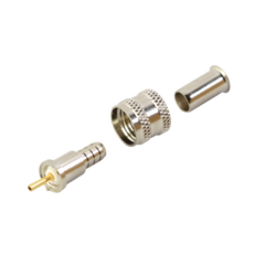 RF INDUSTRIES,LTD Conector Mini UHF Macho, 50 Ohm, de Anillo Plegable para Cables RG-58/U, RG-142/U, Niquel/Oro/Delrin. MOD: RFU-600-1