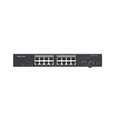 RUIJIE Switch L2 Administrable PoE con 16 puertos Gigabit PoE 802.3af/at + 2 SFP para fibra 1Gb, gestión gratuita desde la nube, 240w MOD: RG-ES218GC-P