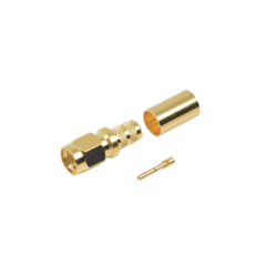 RF INDUSTRIES,LTD Conector SMA Macho Inverso de Anillo Plegable para Cables 9258, RG-8/X, LMR-240, Oro/Oro/Teflón. MOD: RP-3000-1X