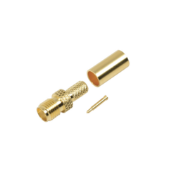 RF INDUSTRIES,LTD Conector SMA hembra inverso de anillo plegable para cable RG-58/U, Oro/ Oro Teflón. MOD: RP-3050-1C