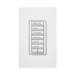 LUTRON ELECTRONICS Teclado Seetouch Hibrido 6 botones, 2 botones subir/bajar, programe escenas diferentes en cada botón,puede instalarse en un interruptor de luz. MOD: RRD-HN6BRL-WH